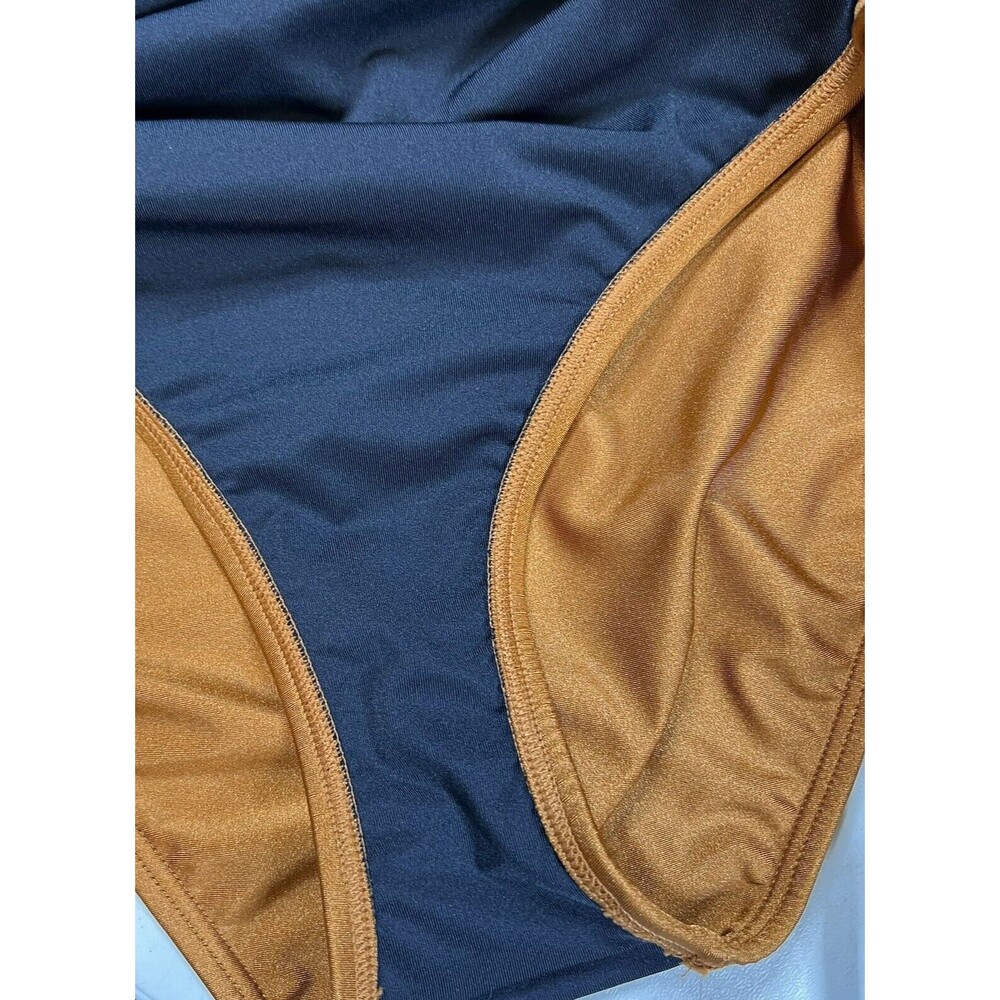 Venus Bronze Brown Crisscross Cutout Halter Faux Belt w/Buckle One Piece Sz 8 - Picture 6 of 8